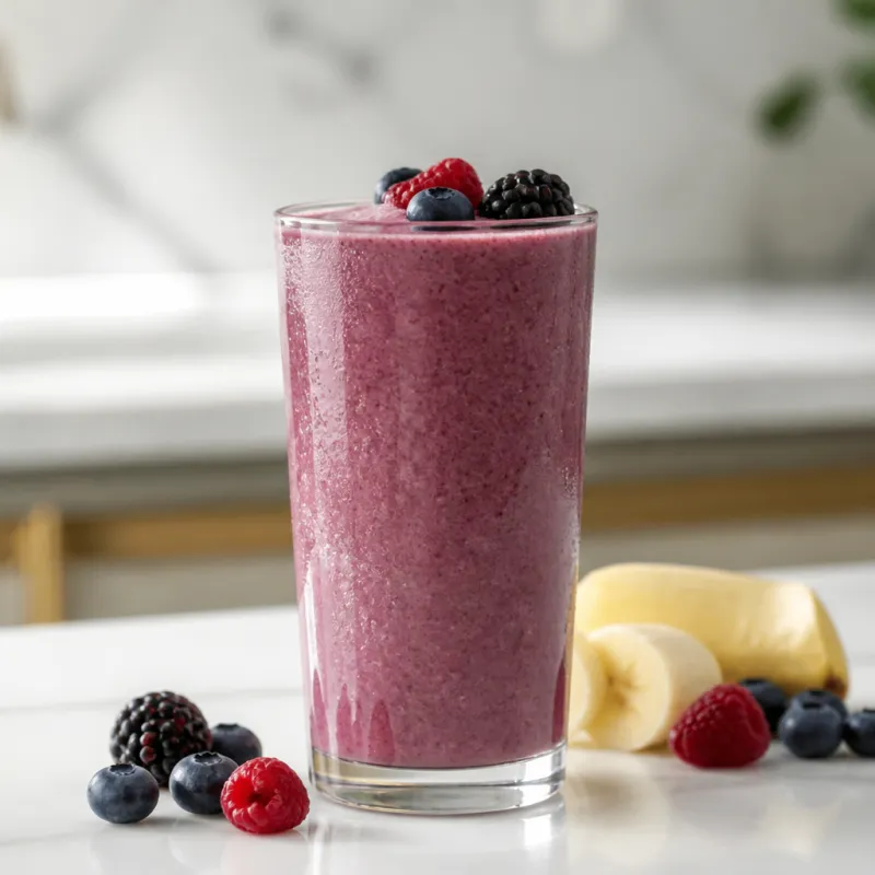 Smoothie de frutos rojos con bebida de avena