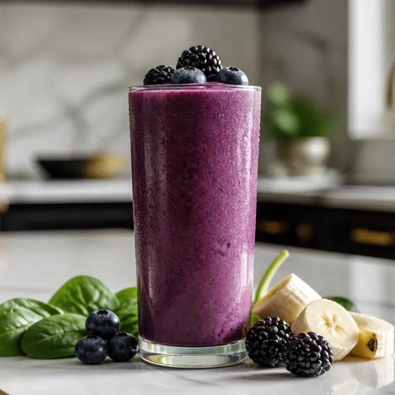 Berry Spinach Banana Smoothie with Blackberries
