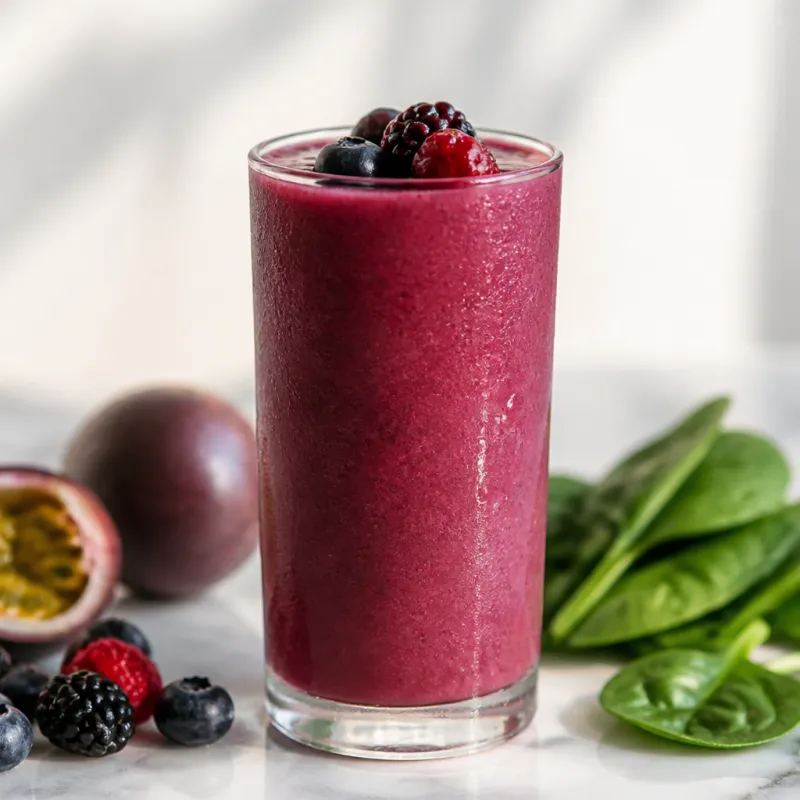Berry Spinach Smoothie with Passion Fruit