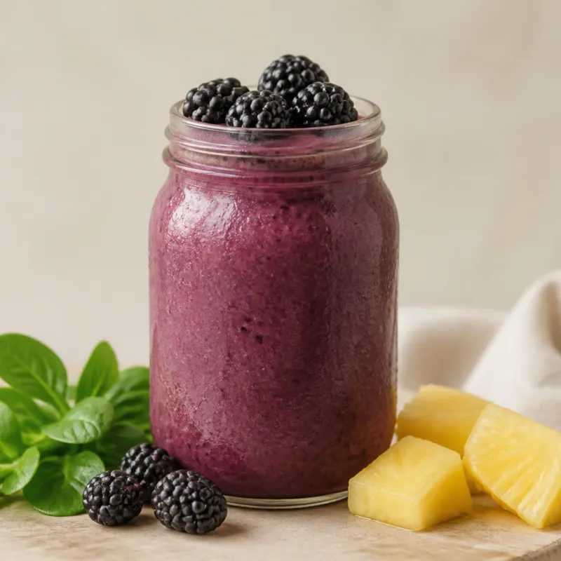 Blackberry Lamb's Lettuce Smoothie with Pineapple