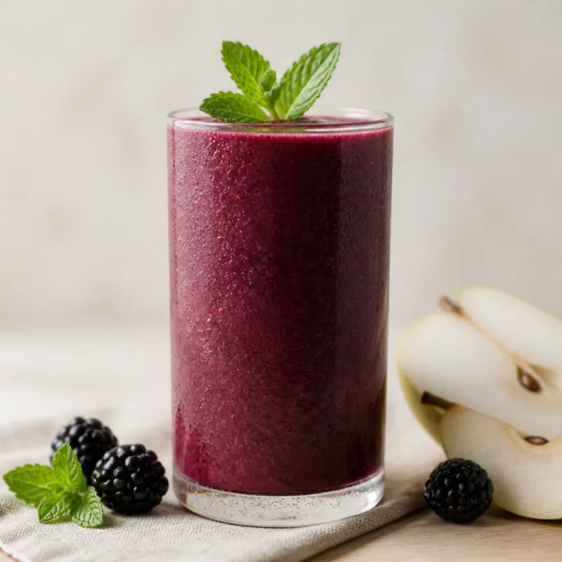Blackberry Pear Smoothie with Mint