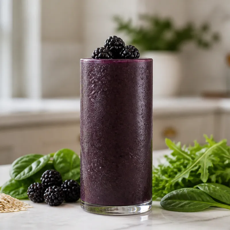 Blackberry Spinach Smoothie with Oat Flakes