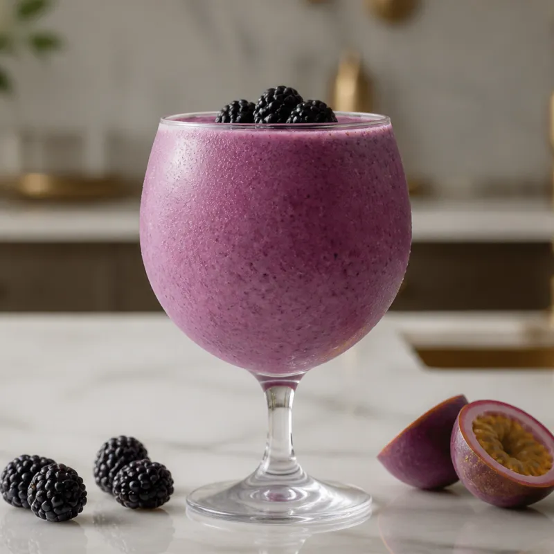 Blackberry Yogurt Smoothie with Passion Fruit