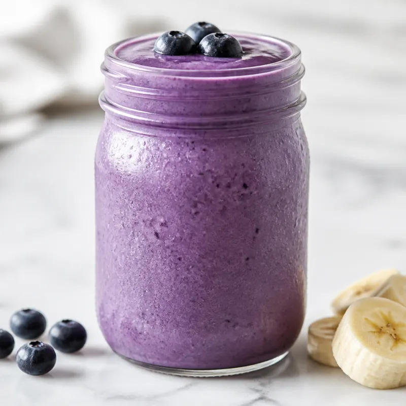 Smoothie de arándanos y plátano con bebida de almendra