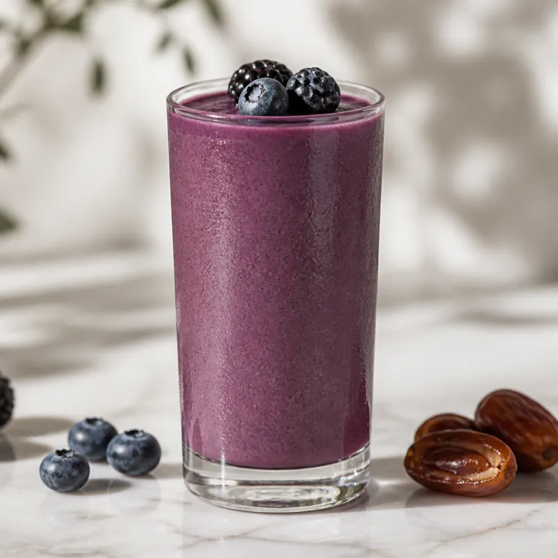 Smoothie de arándanos y moras con dátiles