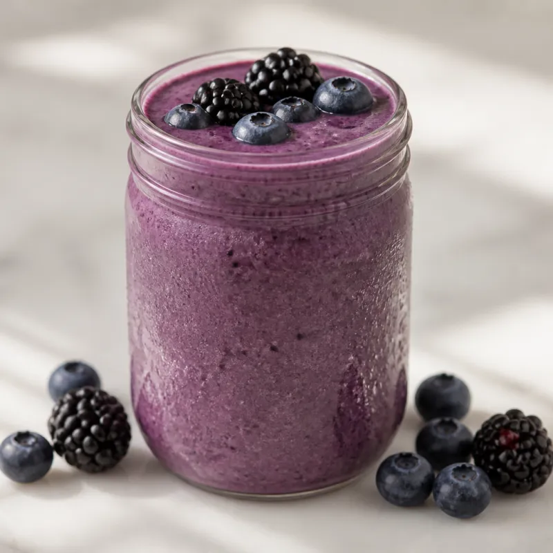 Smoothie de arándanos y moras con yogur