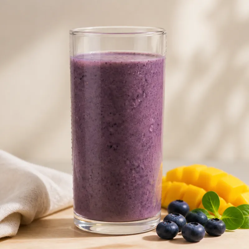 Blueberry Lamb's Lettuce Smoothie with Mango