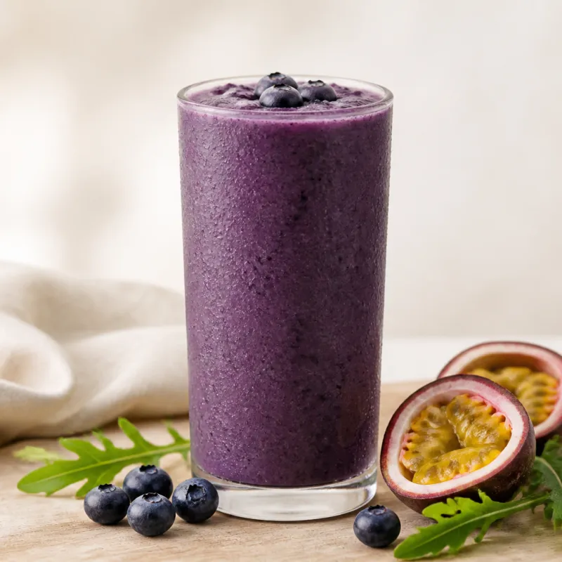 Blueberry Rocket Smoothie with Passion Fruit