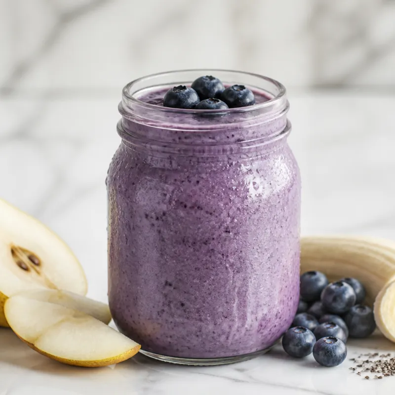 Smoothie de arándanos y pera con semillas de chía