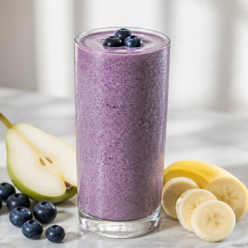 Smoothie de arándanos y pera con yogur