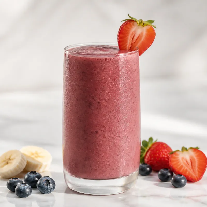 Smoothie de arándanos y fresa con agua de coco