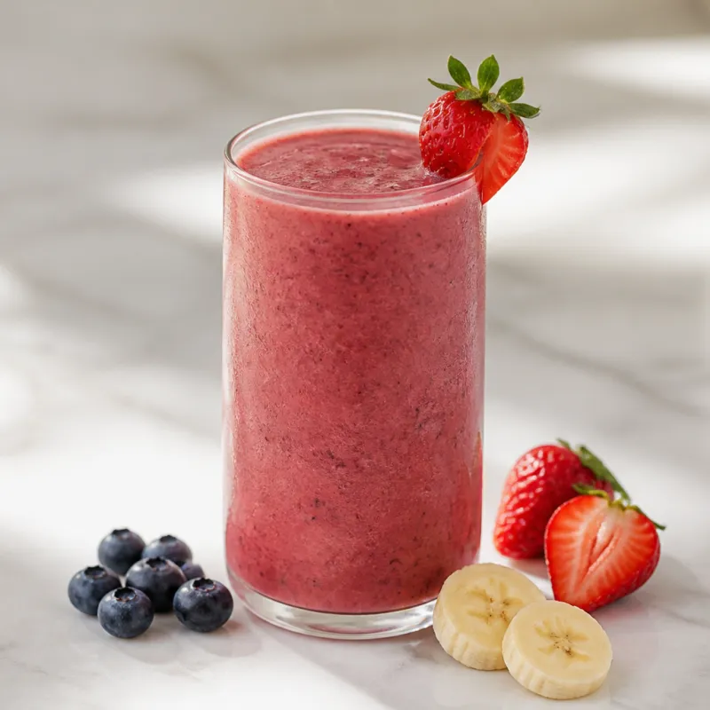 Smoothie de arándanos y fresa con plátano