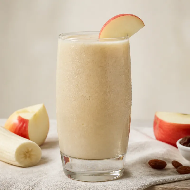 Smoothie de desayuno con manzana y pasas sultanas