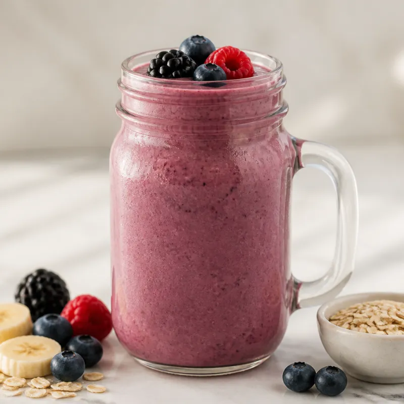 Smoothie de desayuno con frutos rojos