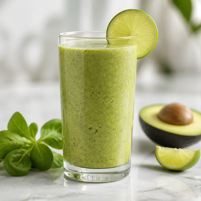 Smoothie de chía y aguacate con canónigos