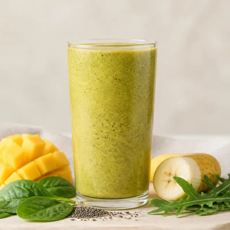 Smoothie de chía y mango con rúcula