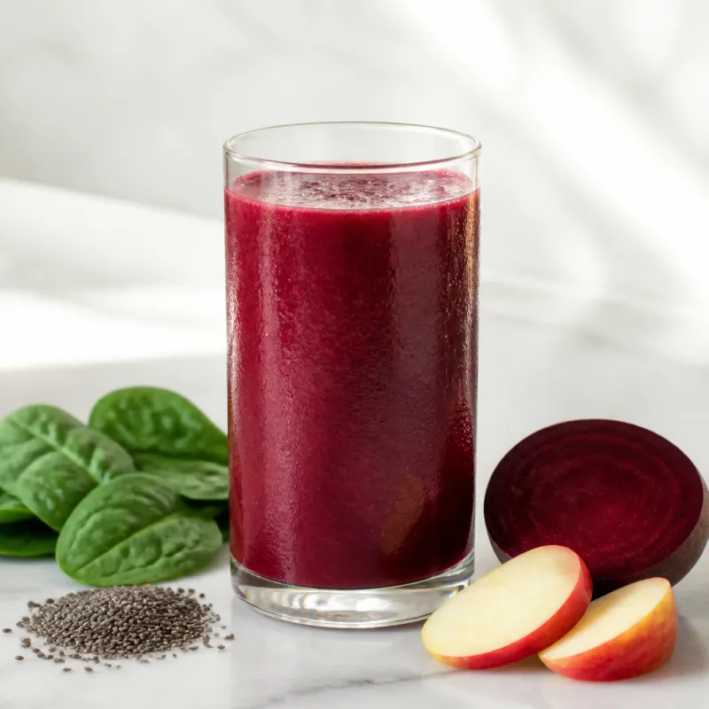 Smoothie de chía y espinacas con remolacha