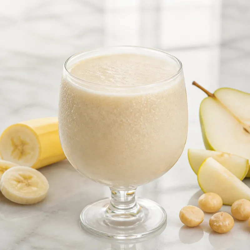 Coconut Banana Pear Smoothie with Macadamia