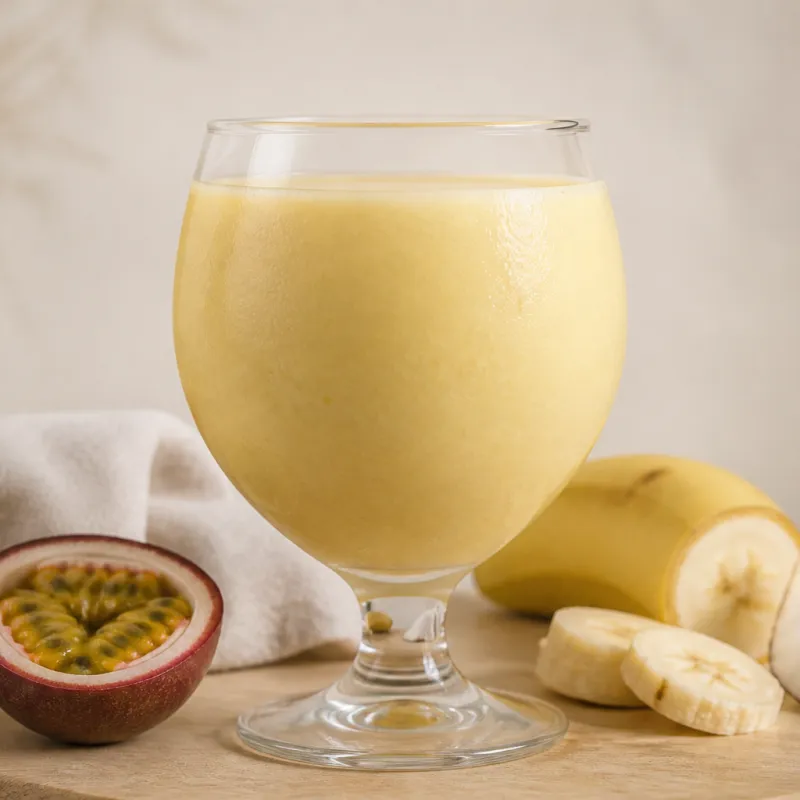 Coconut Banana Smoothie with Yogurt and Passion Fruit