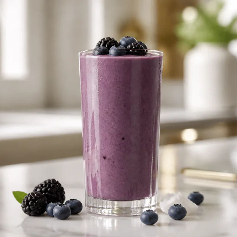 Smoothie de coco y frutos rojos con leche de almendras