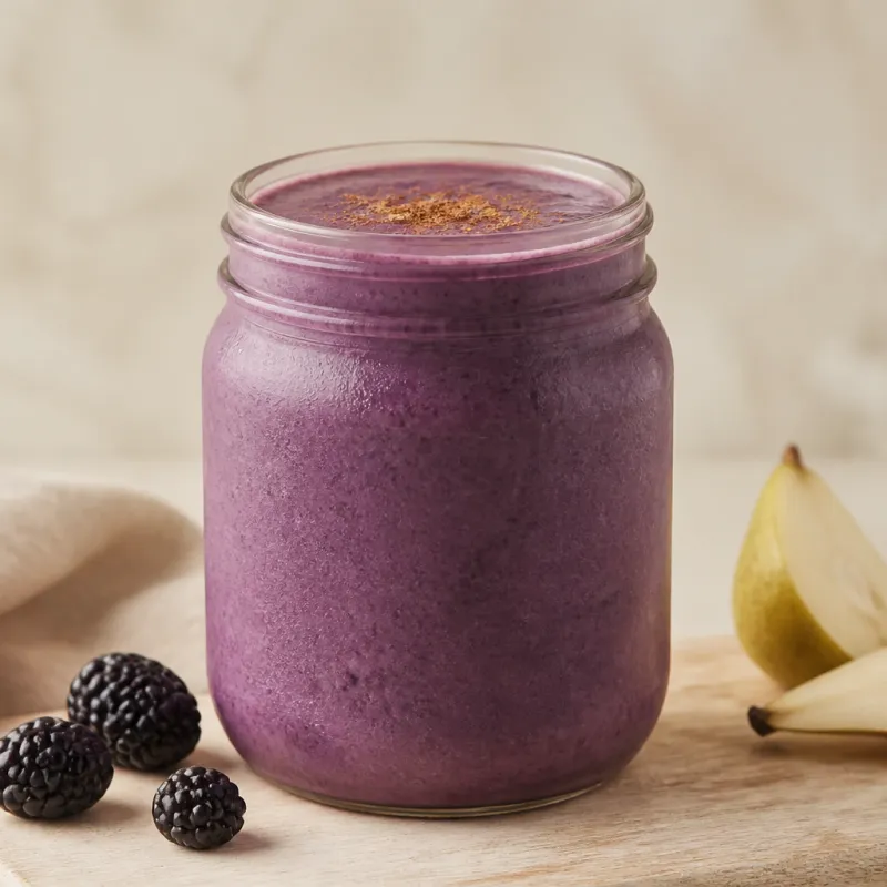 Smoothie de coco y moras con canela