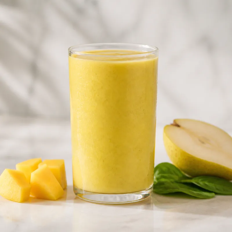 Smoothie de coco y mango con pera