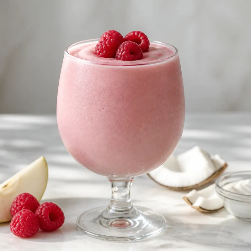 Coconut Raspberry Smoothie with Soy Yogurt
