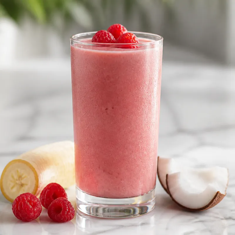 Smoothie de coco y frambuesa con yogur