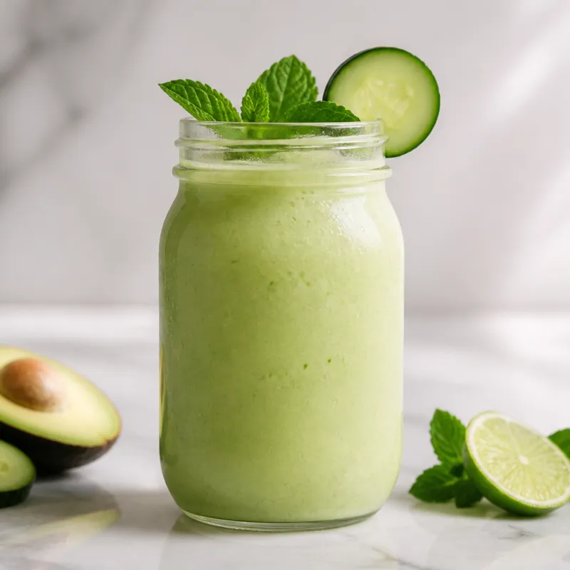 Smoothie de pepino y menta con aguacate