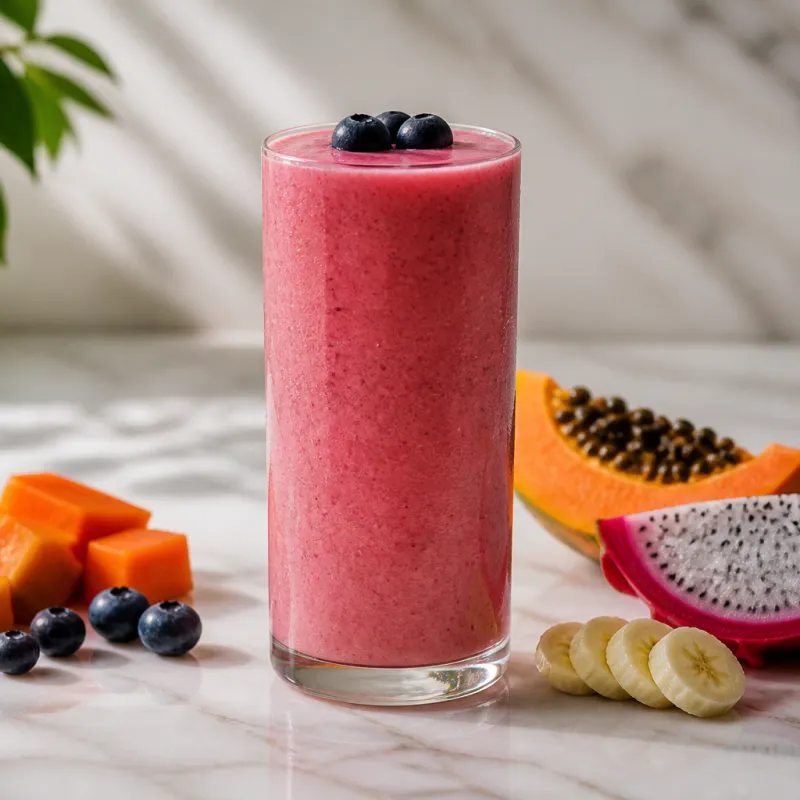 Smoothie exótico con papaya y pitaya
