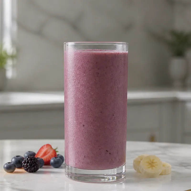 Smoothie de frutos rojos congelados y yogur