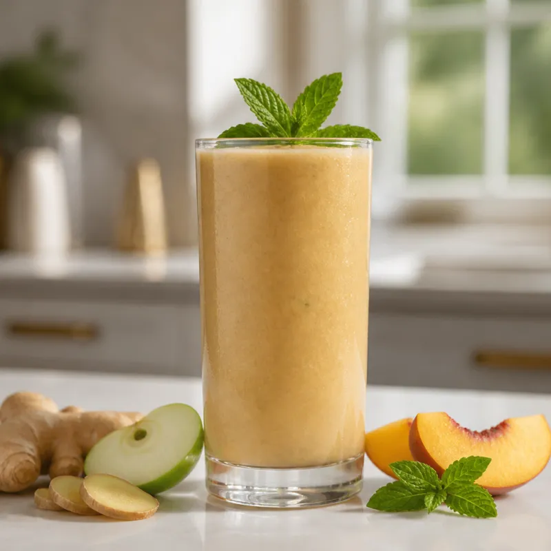 Smoothie de jengibre y manzana con melocotón