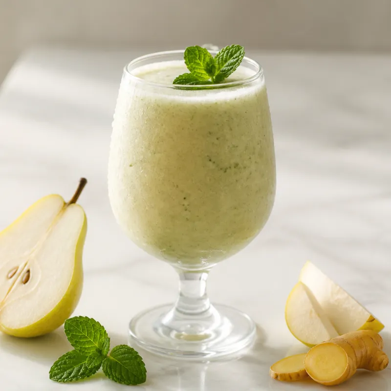 Smoothie de jengibre y pera con menta