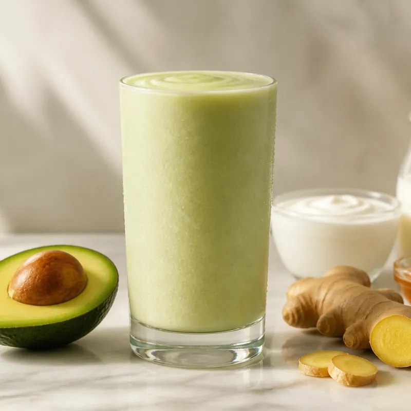 Smoothie de jengibre y yogur con aguacate