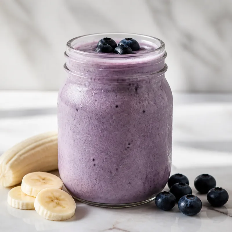 Smoothie de desayuno buen humor con arándanos