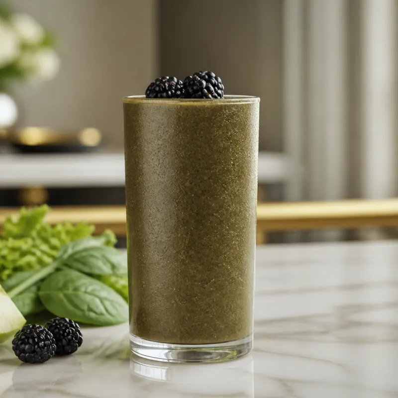 Smoothie verde con moras