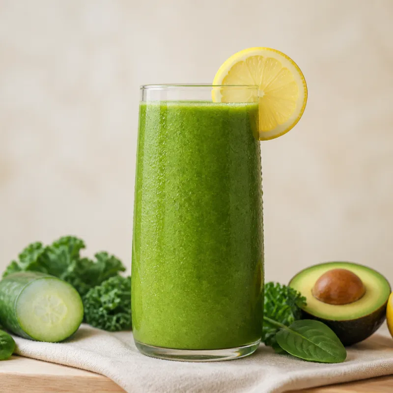 Smoothie de kale y espinacas baby con limón