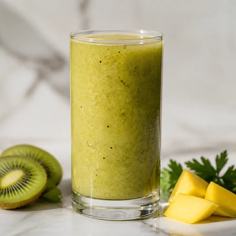 Kiwi Mango Smoothie with Chamomile Tea