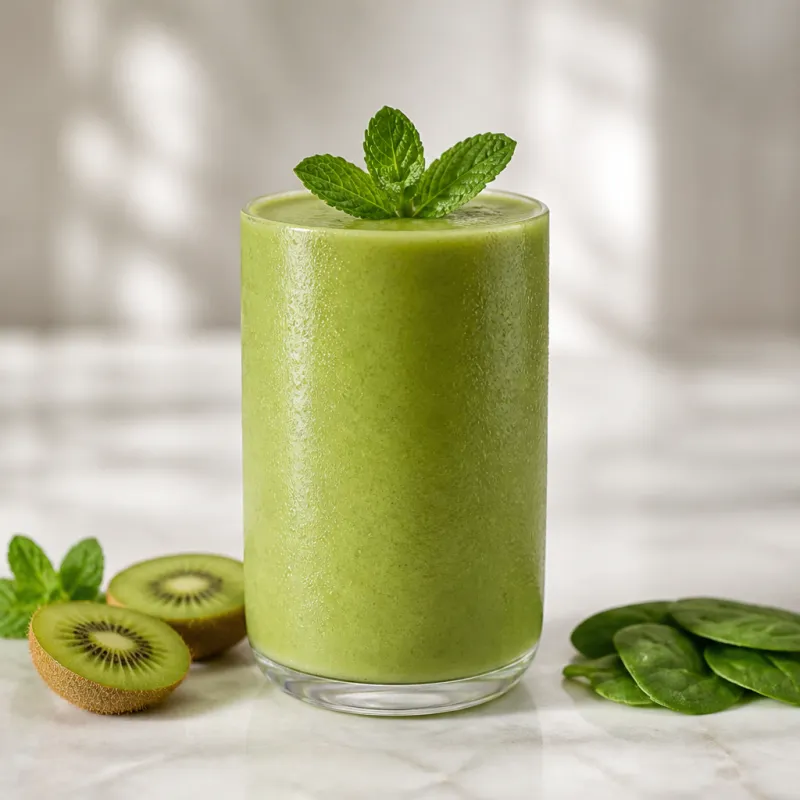 Smoothie de kiwi y menta con infusión de frutas