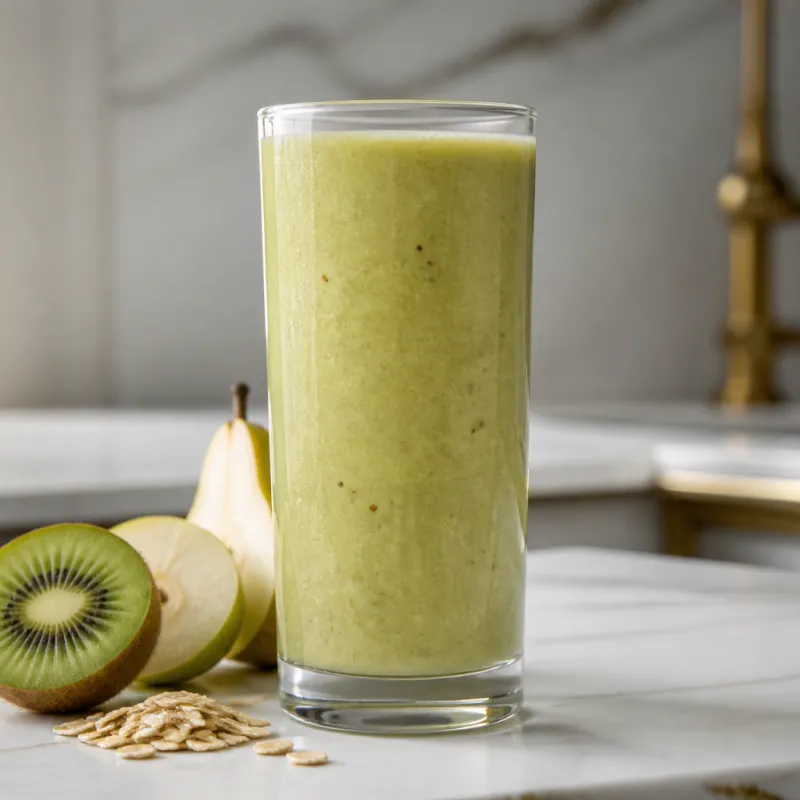Smoothie de kiwi y avena con agua de coco