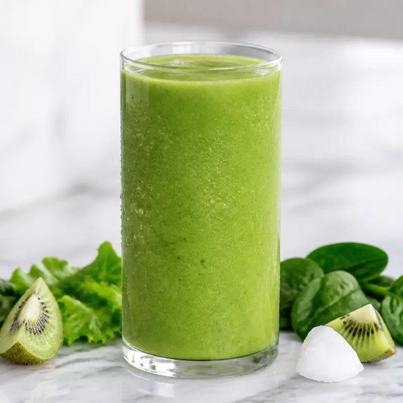 Smoothie de kiwi y espinacas con aceite de coco