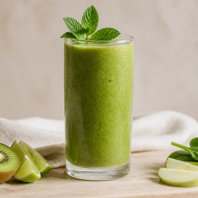 Kiwi Spinach Smoothie with Mint Tea