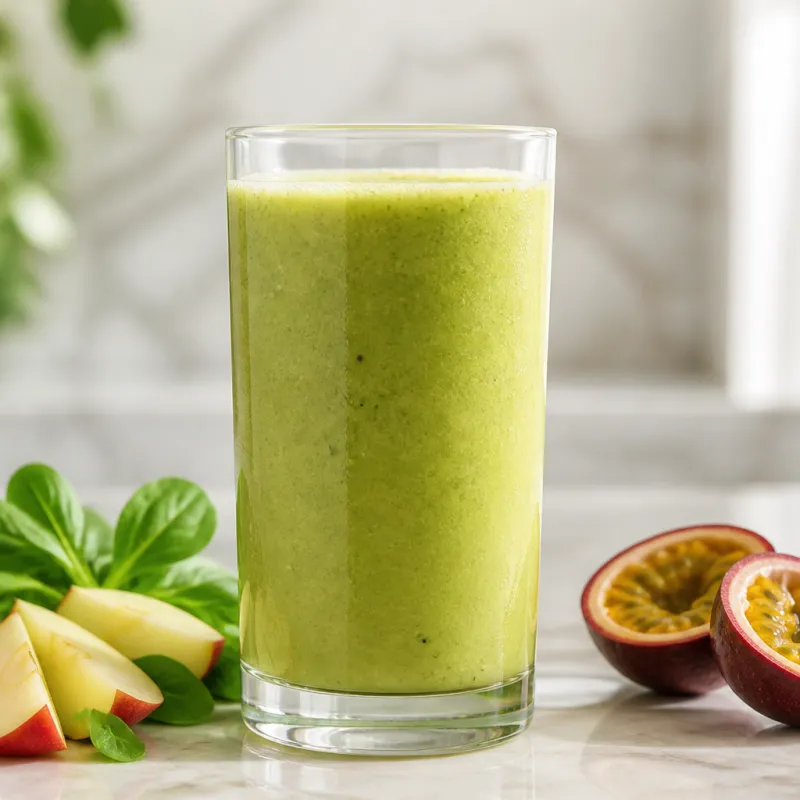 Smoothie de canónigos y manzana con maracuyá