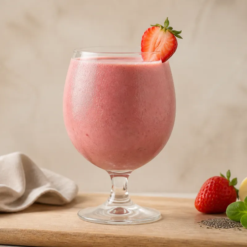 Strawberry Smoothie with Lamb's Lettuce and Chia
