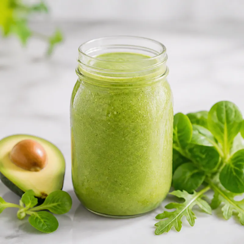 Smoothie de canónigos y aguacate con rúcula