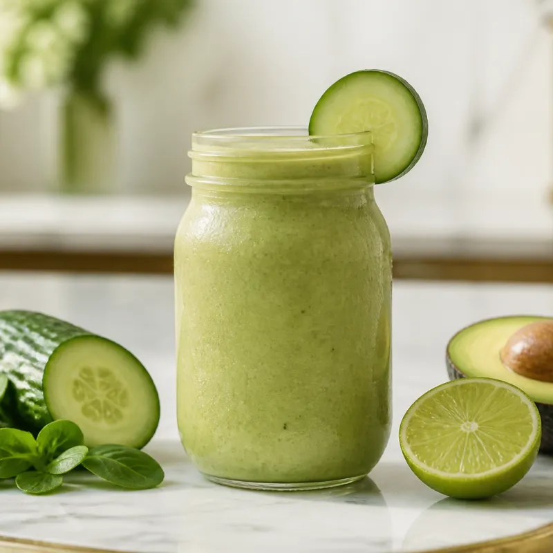 Lamb's Lettuce Cucumber Smoothie with Green Tea