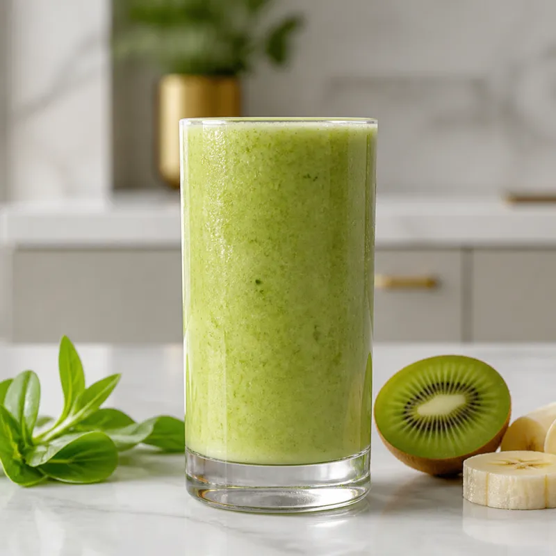 Smoothie de canónigos y kiwi con aceite de coco