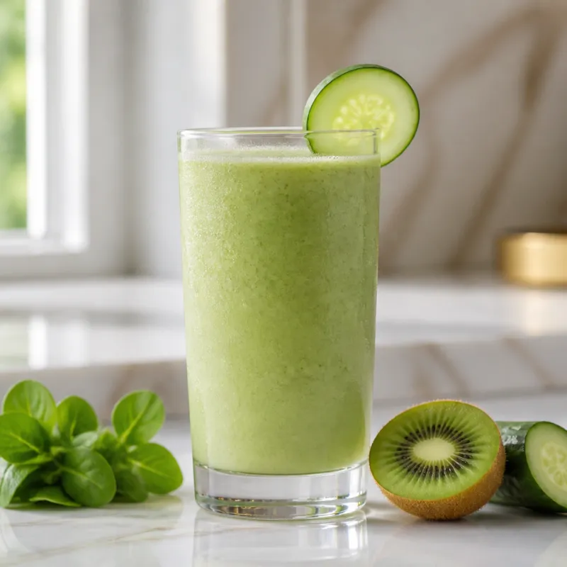 Smoothie de canónigos y kiwi con pepino