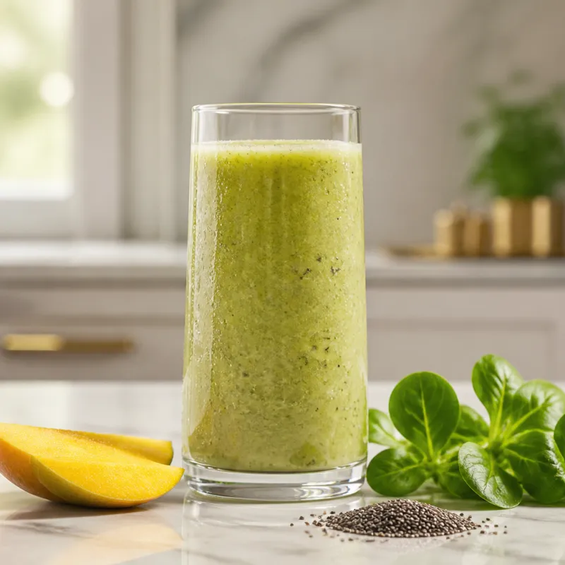 Smoothie de canónigos y mango con semillas de chía