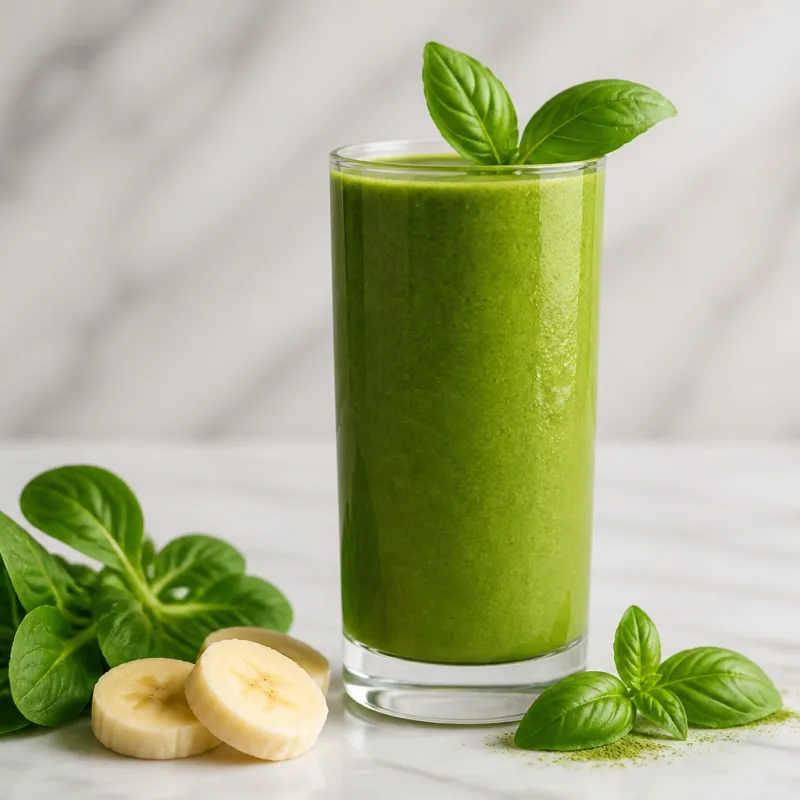 Lamb's Lettuce Matcha Smoothie with Basil